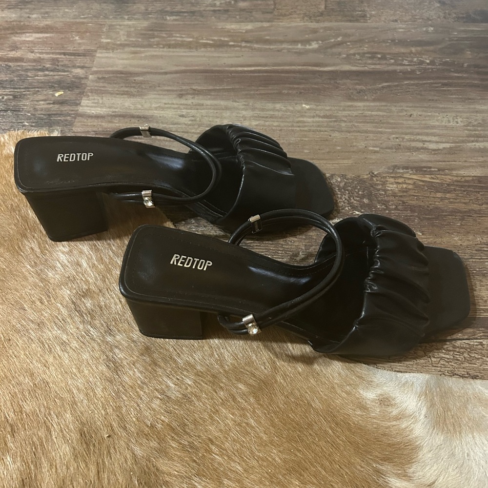 Black strappy heel sandals worn once